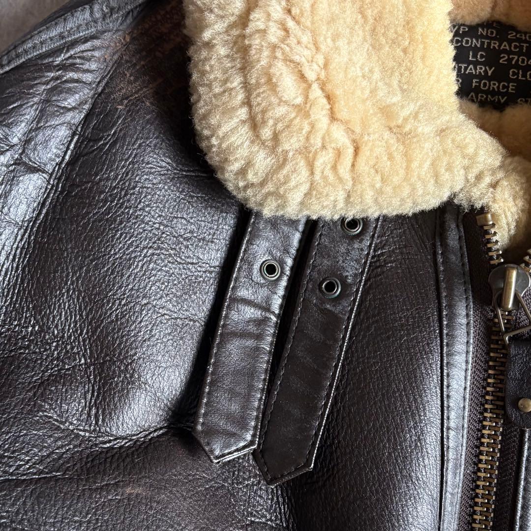 【90s vintage】B-3 フライトジャケット　リアルムートン　本革　短丈
