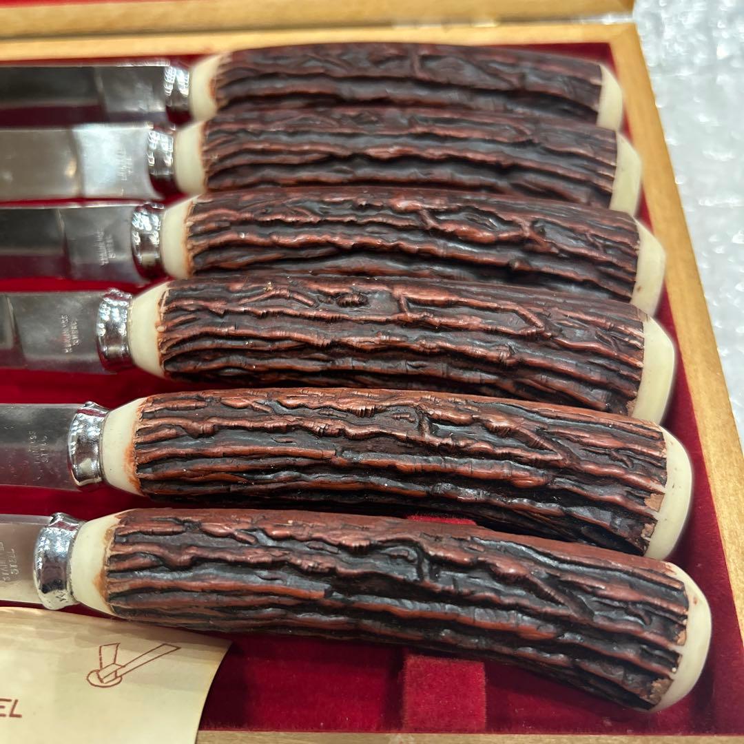 ステーキナイフ・新品未使用　6本・レトロ　昭和35年（ステンレススチール）