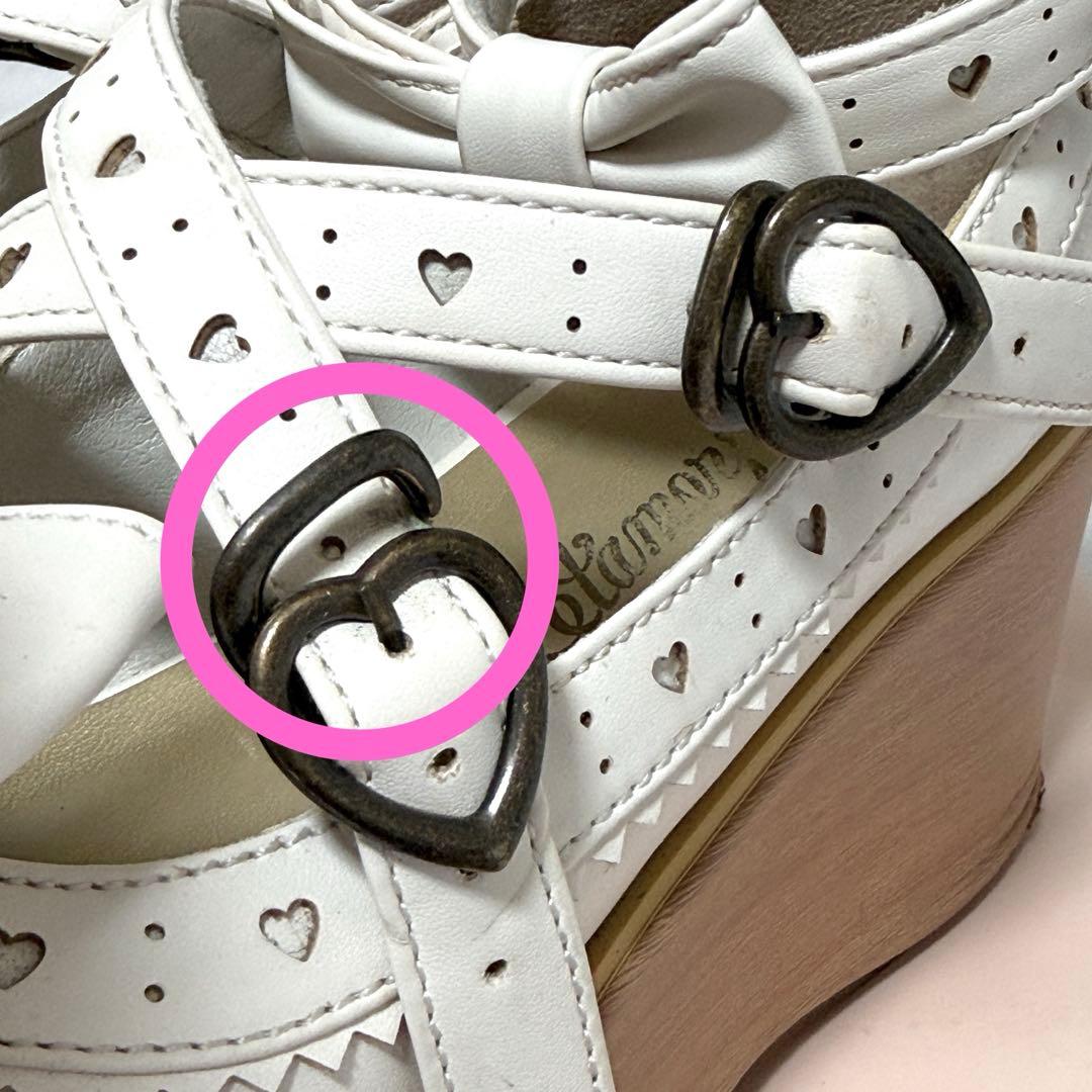 メタモルフォーゼ 木底風リボンシューズ ロリィタ ロリータ ゴスロリ 厚底