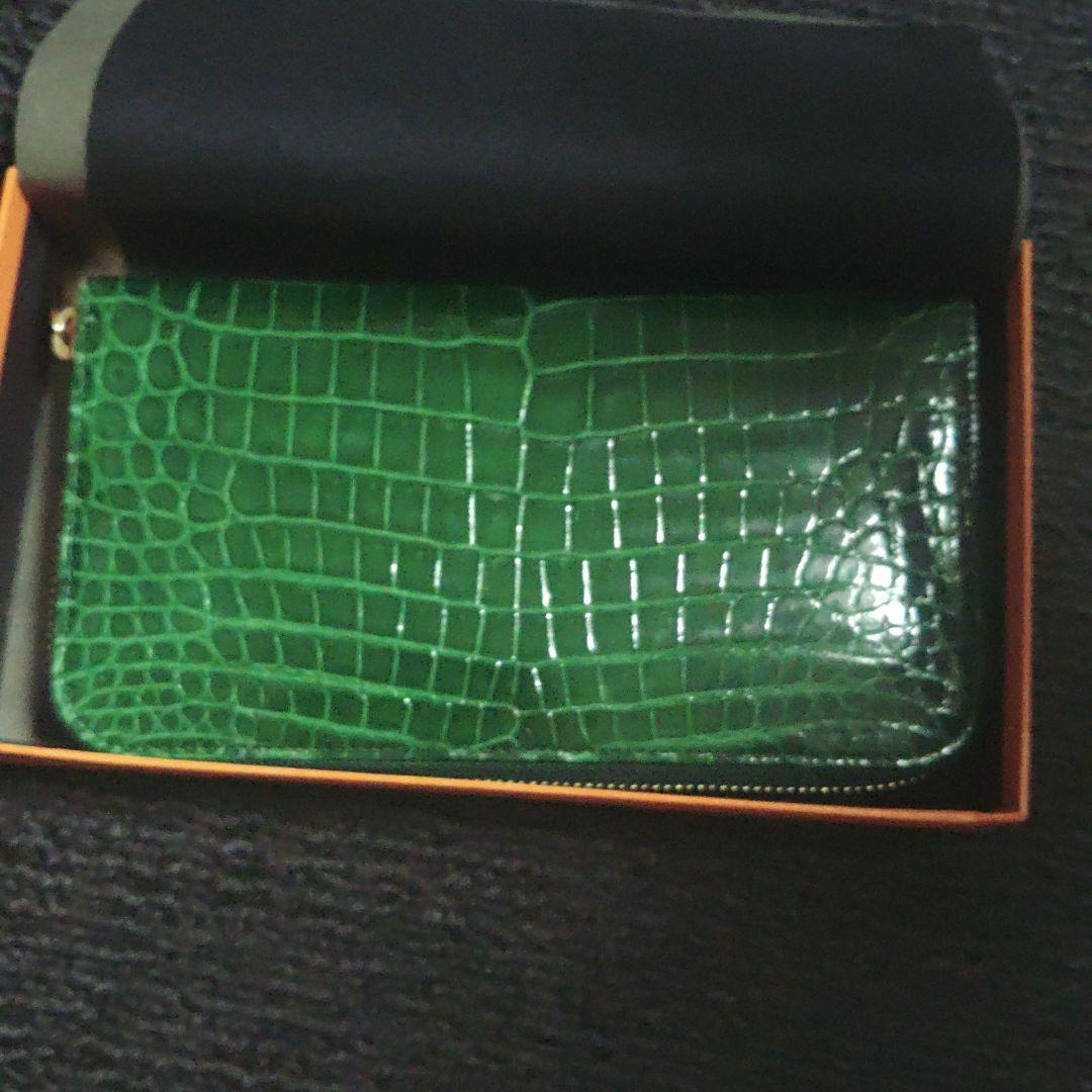 ナイルクロコダイル 財布 グリーン　定価107800円