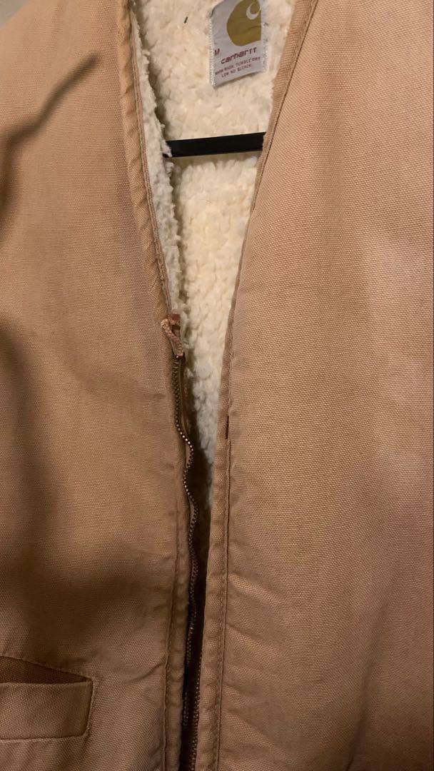 美品Carhartt vintageUSAベージュ ダッグベストゴールデンサイズ
