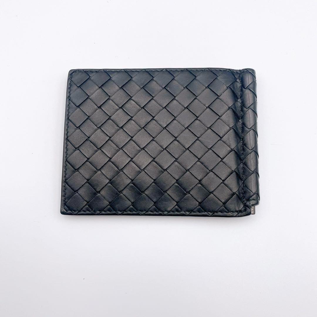 ボッテガ ヴェネタ イントレチャート 二つ折り財布 マネークリップ ブラック