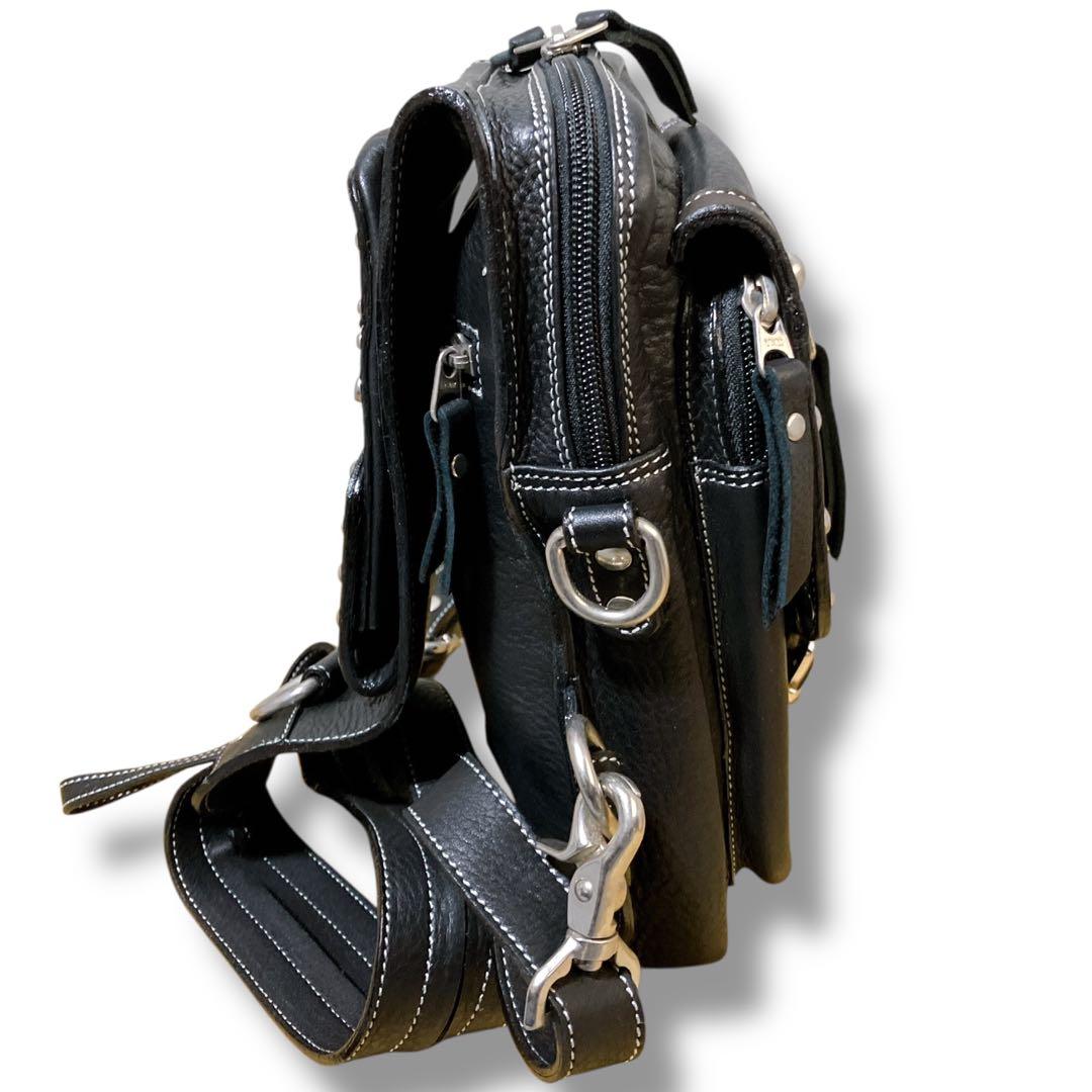 ワイルドハーツ 良品 3way y2k スタッズ 多収納 ボディバッグ ブラック