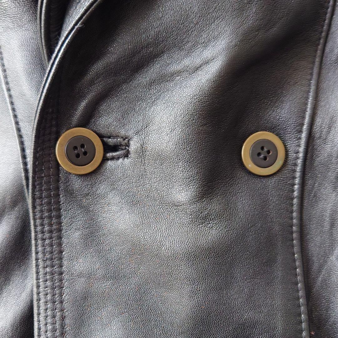 ヴィンテージ スペイン製襟ボアレザーブルゾンジャケット 短丈 本革 古着