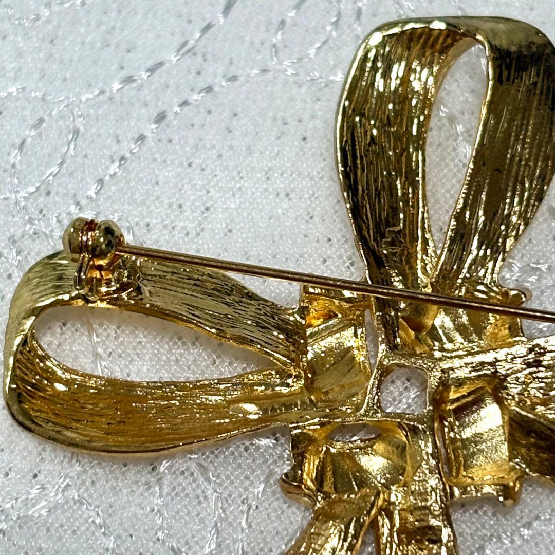 極美品 VINTAGE TRIFARI トリファリ 大ぶり ブローチ リボン