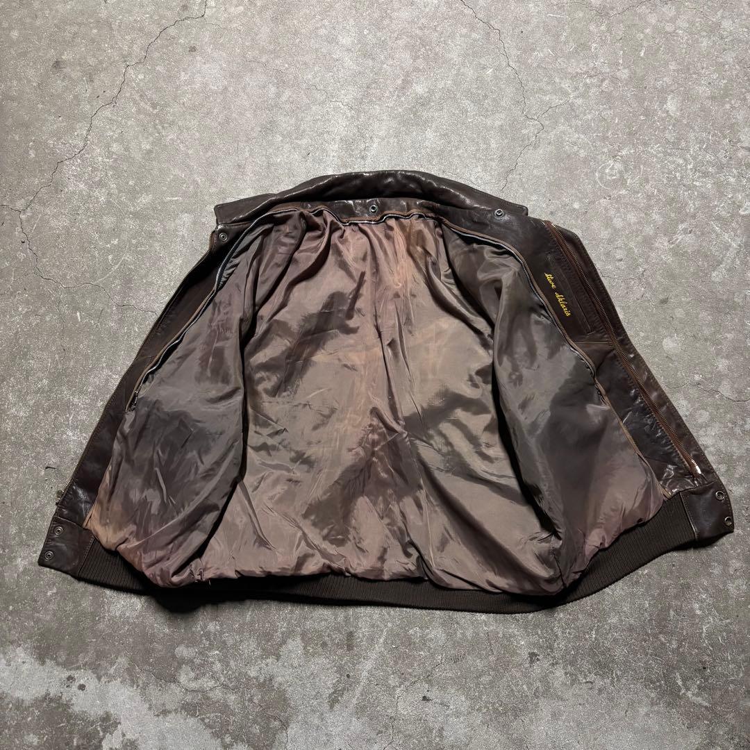 90’s ヴィンテージ レザージャケット 茶色 本革 短丈 無骨