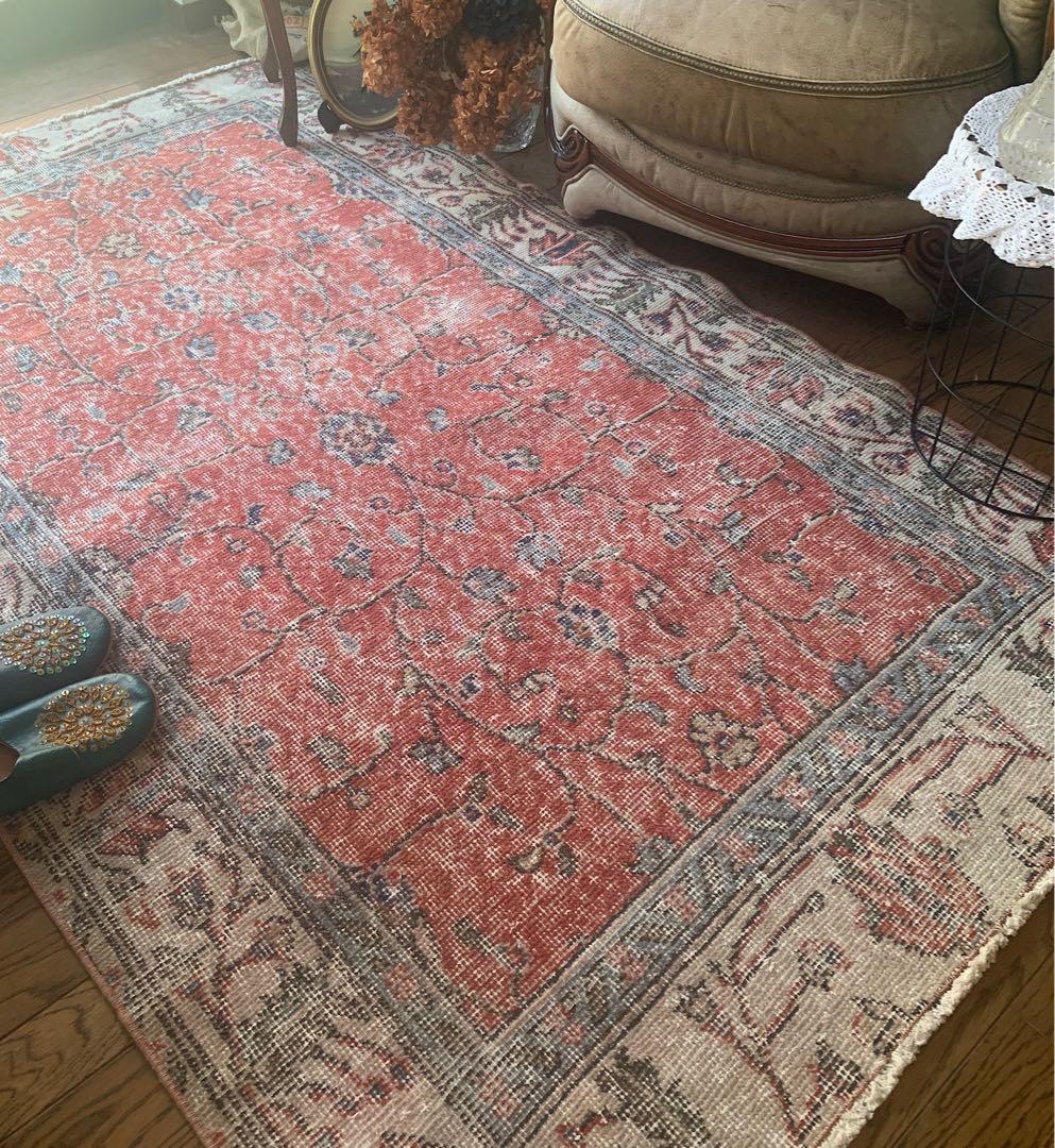 Mao　トルコラグ　シャビーレッド 194×112 トルコヴィンテージラグ