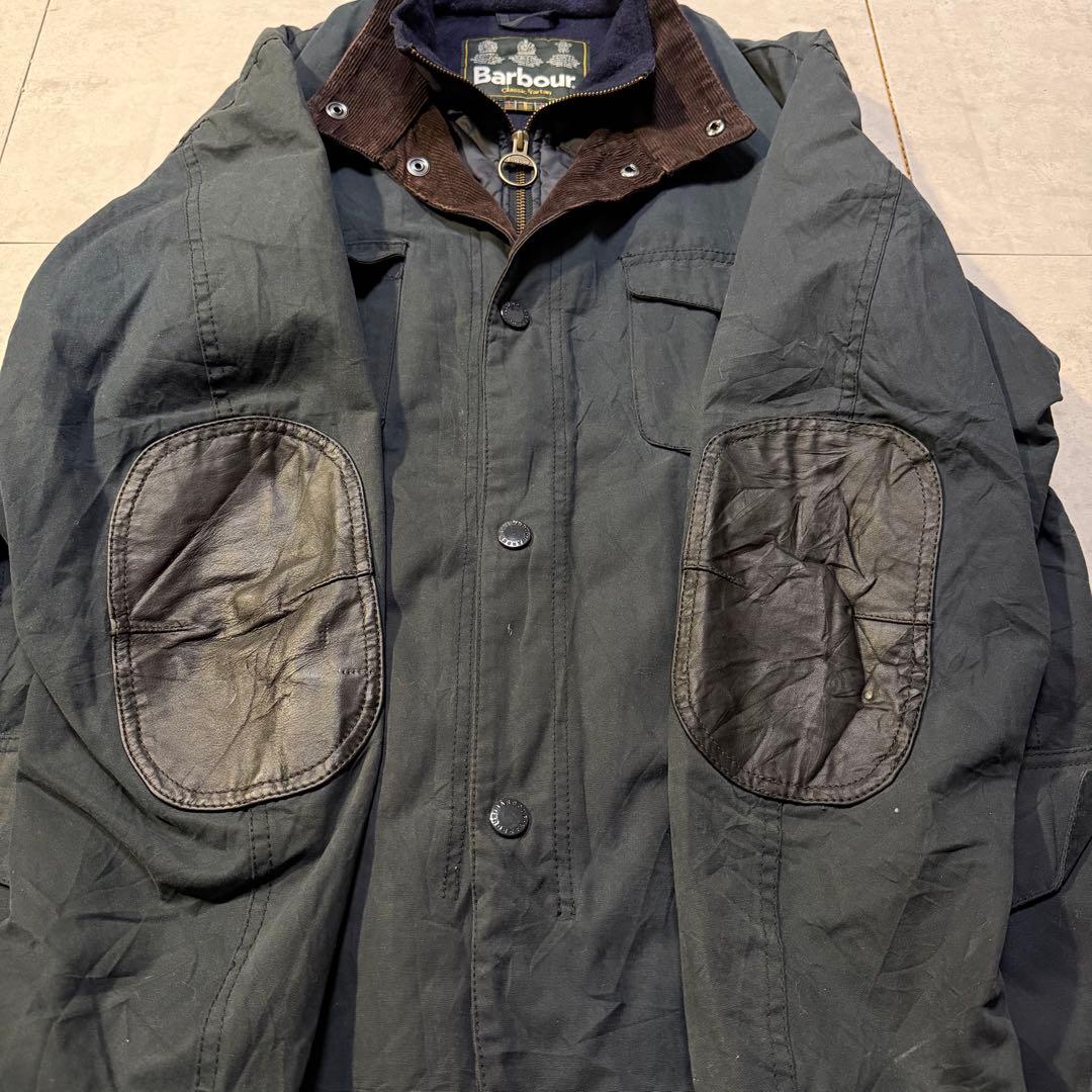 Barbour OGSTON WAXED JKT レザーエルボーパッチ ネイビー