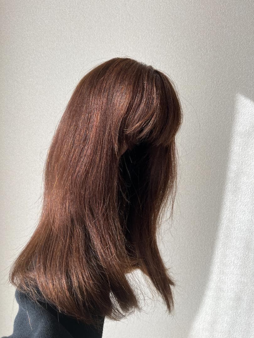 【最高級】人毛100% フルウィッグ 40cm ブラウン 医療用 自然なつむじ