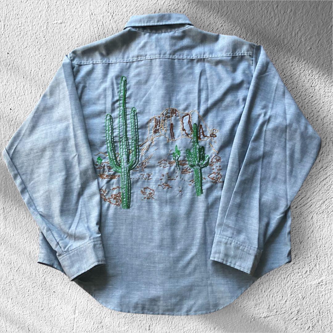 【極美品】70s BIG MAC 刺繍 シャンブレーシャツ バック刺繍 L相当