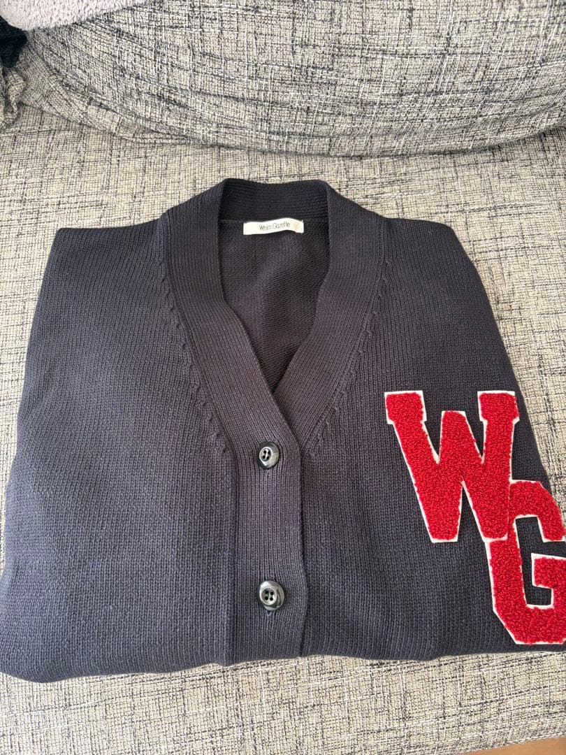 Whim Gazette ワッペンニットカーディガン ネイビー