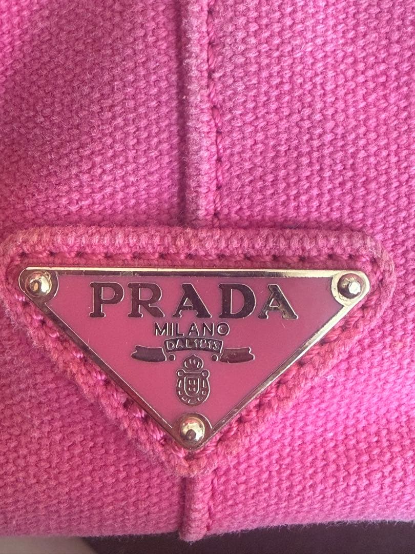 PRADA ピンク ハンドバッグ キャンバス