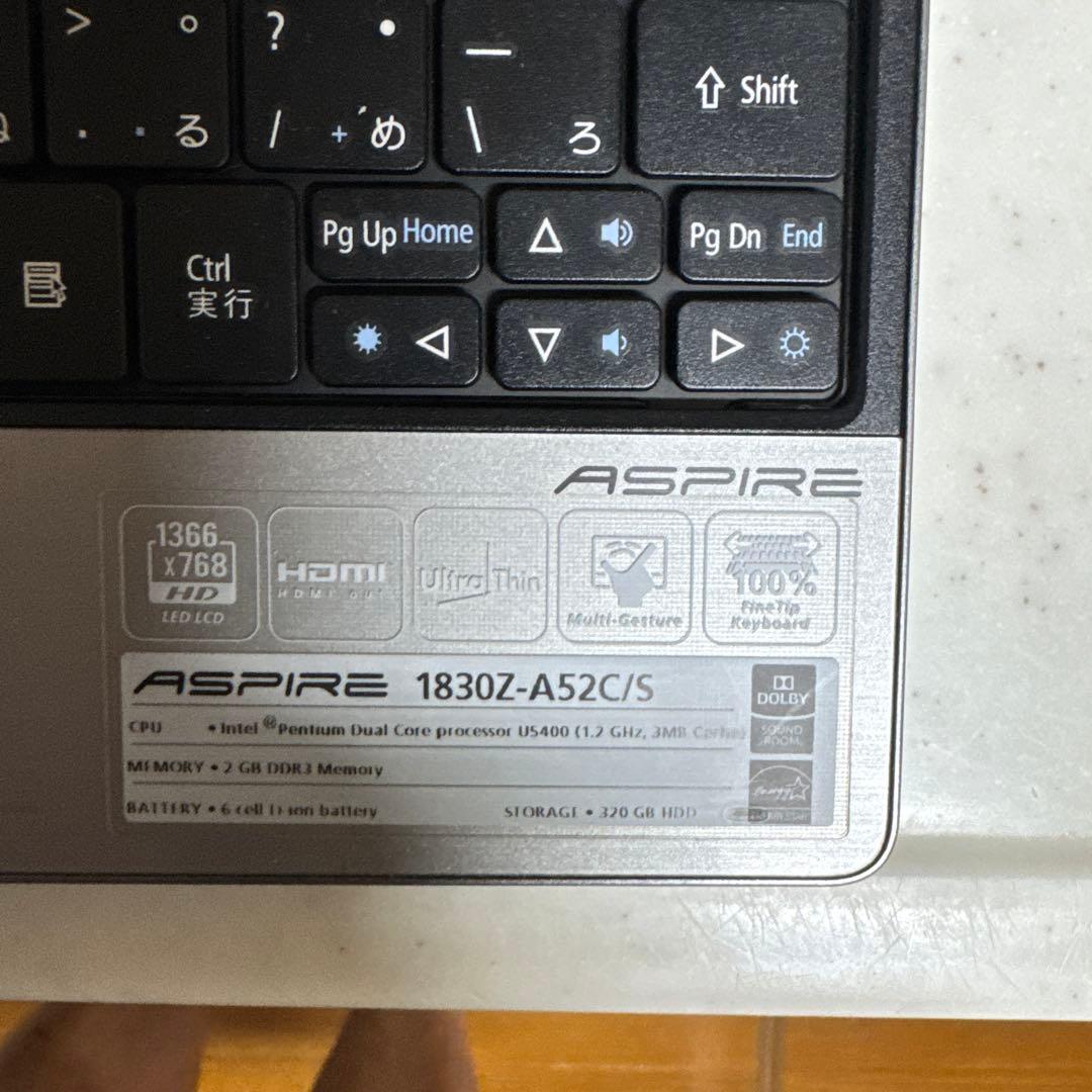 Acer Aspire 1830Z-A52C/S ノートパソコン