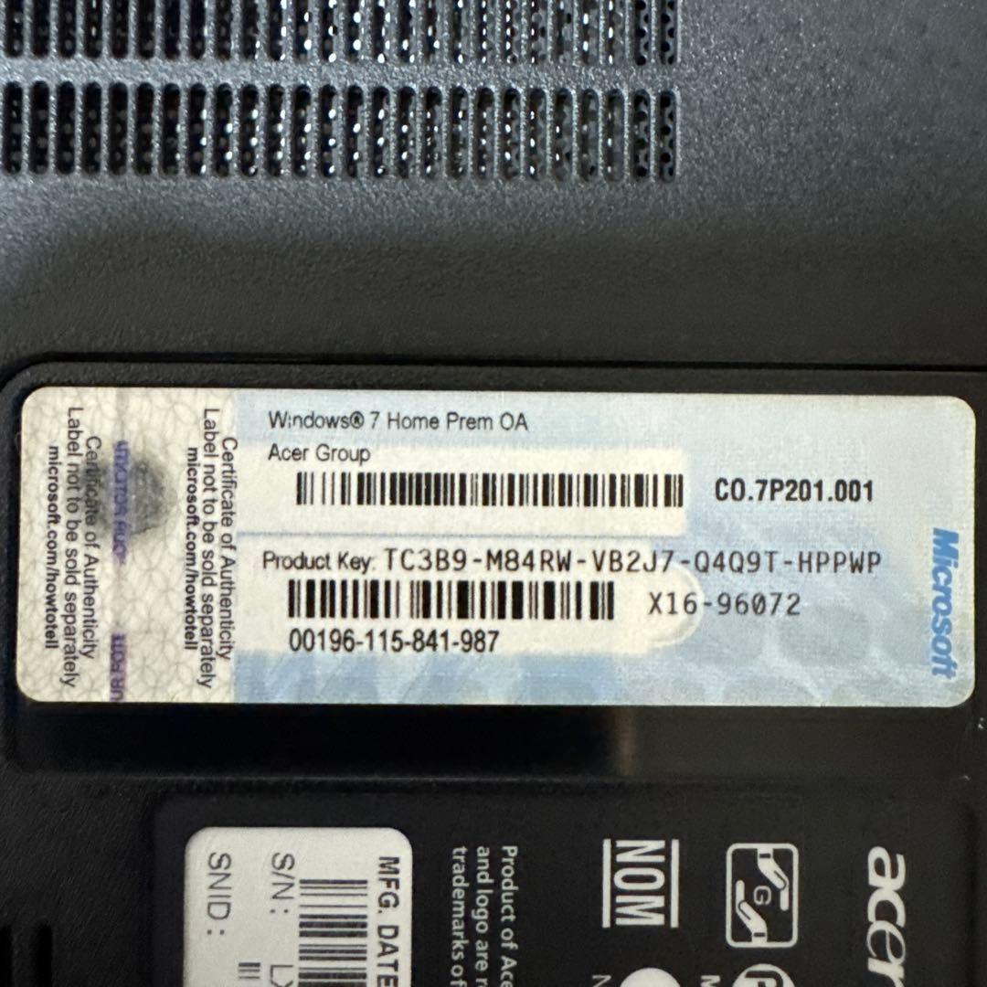 Acer Aspire 1830Z-A52C/S ノートパソコン