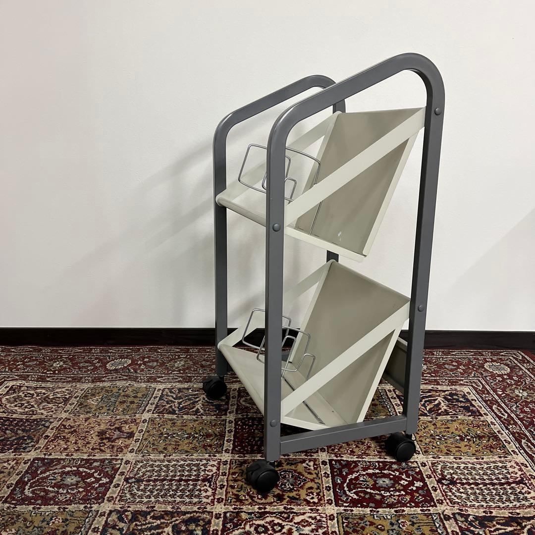 高強度◾️キャスター付き スチール製 レコードラック 本棚 ファイルワゴン 収納