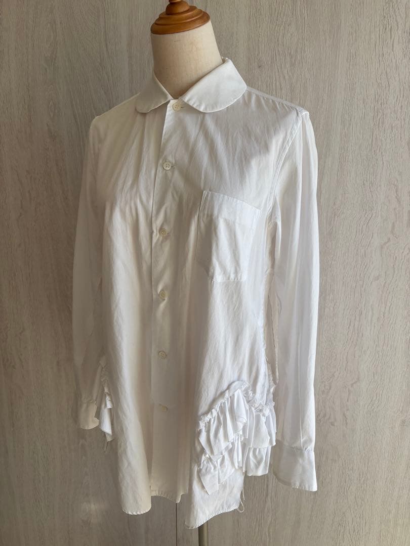 コムデギャルソンコムデギャルソンフリル付きホワイト長袖シャツ