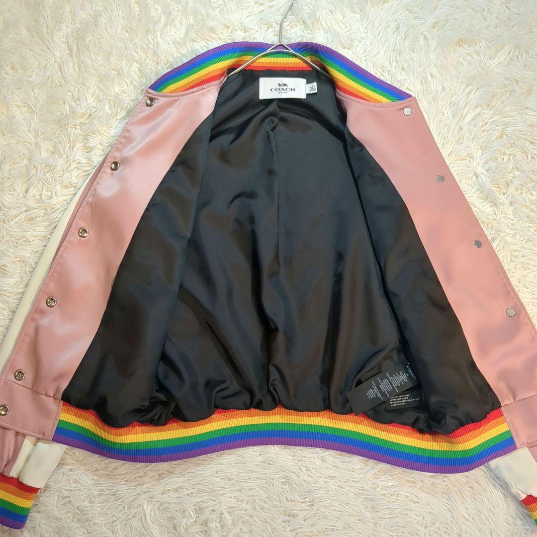 極美品✨️ COACH (S) スカジャン ホースアンドキャリッジ刺繍 ピンク