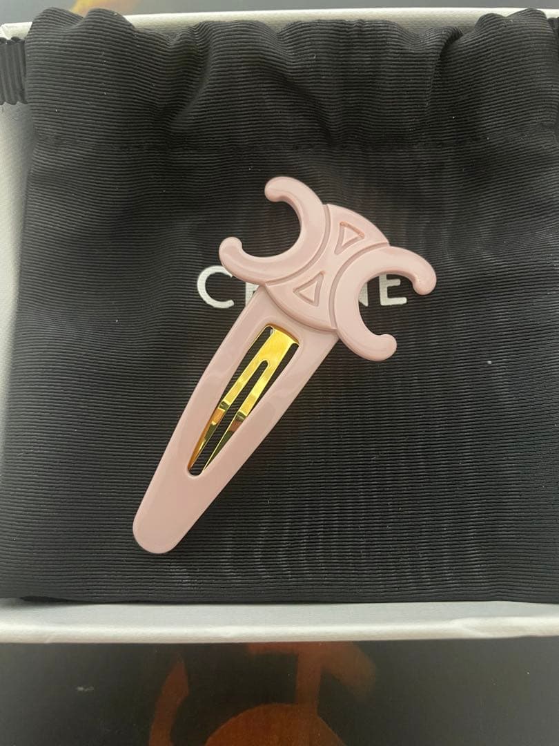 セリーヌ CELINE ラージ ヘアクリップ　ヘアピン　ピンク