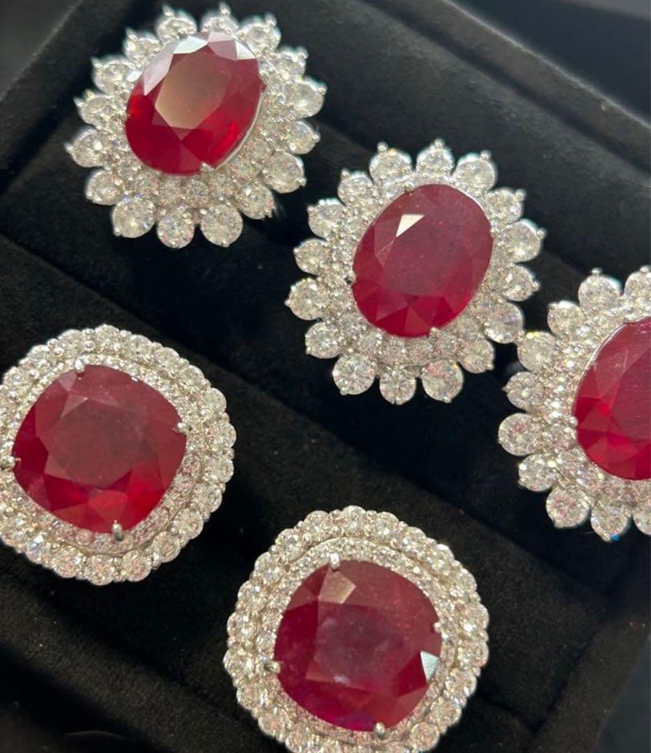 の*こ様 華やか！天然石ルビーカボションリング13号