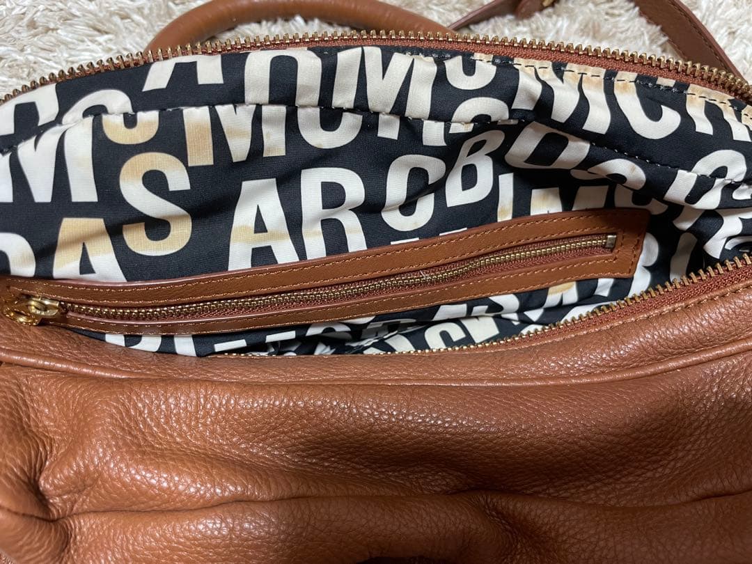 マークジェイコブス ブラウン レザー ハンドバッグ