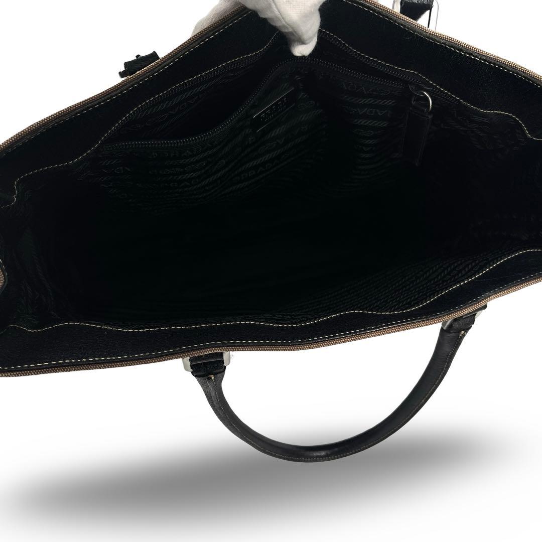 美品】 PRADA　プラダ　トートバッグ　三角ロゴ　キャンバス　革　A4収納