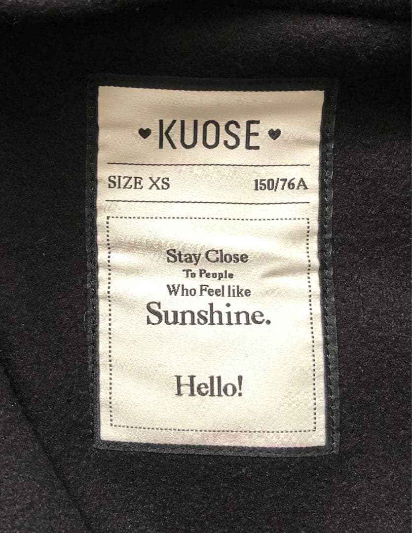 KUOSE クオセ ☆ リボンカラーコート フーディー ブラック XSサイズ