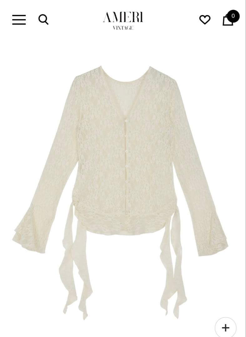 UND 2WAY CUT LACE FRILL TOP AMERI アイボリー