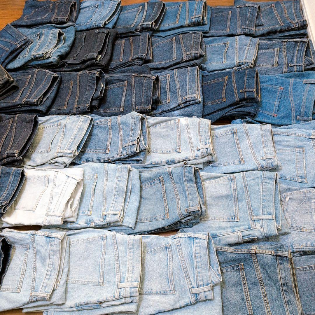 薄い色 濃い色デニムパンツ まとめ売り40本 リメイク リペア ハンドメイド