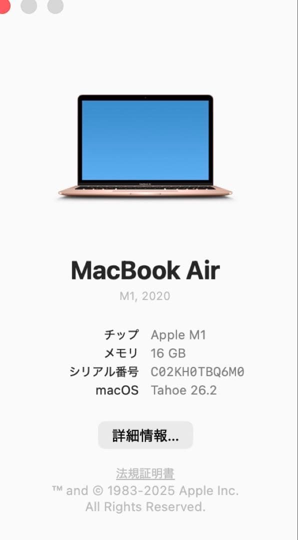MacBook Air M1【メモリ16GB】2020美品 付属品完備 即日発送