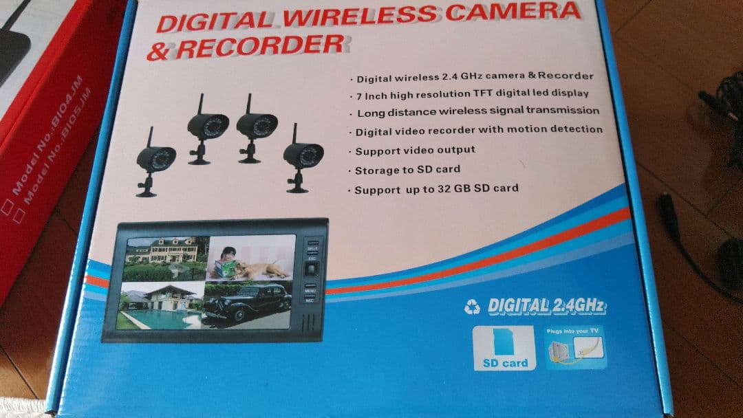 まとめて 2.4GHzデジタル信号式 モニター ワイヤレス 防犯カメラ セット