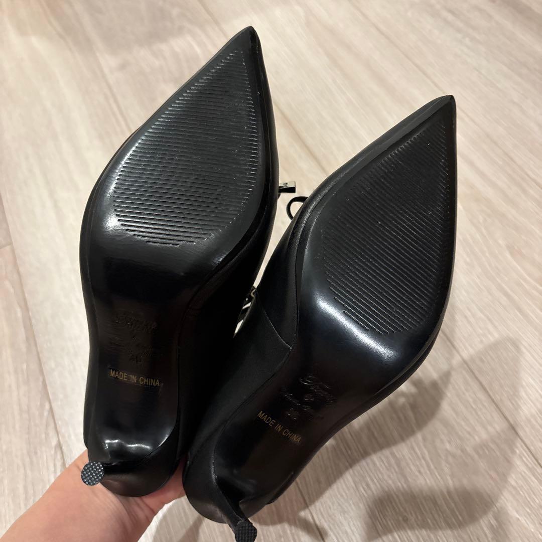 ☆ツルバイマリコオイカワ　パンプス　ヒール　ミュール　リボン　レザー本革