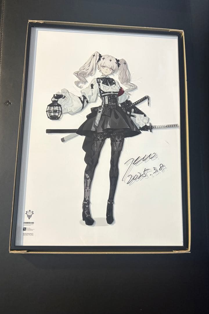 8日まで　neco 個展 直筆サイン アートパネル　重兵装型女子高生　複製原画