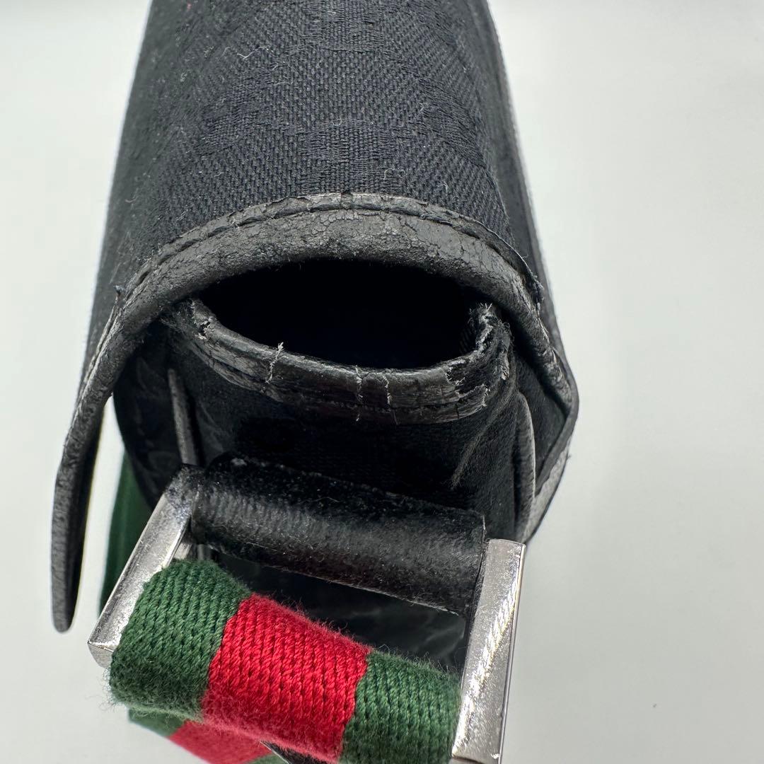 【美品】GUCCI ショルダーバッグ シェリーライン GG キャンバス 黒