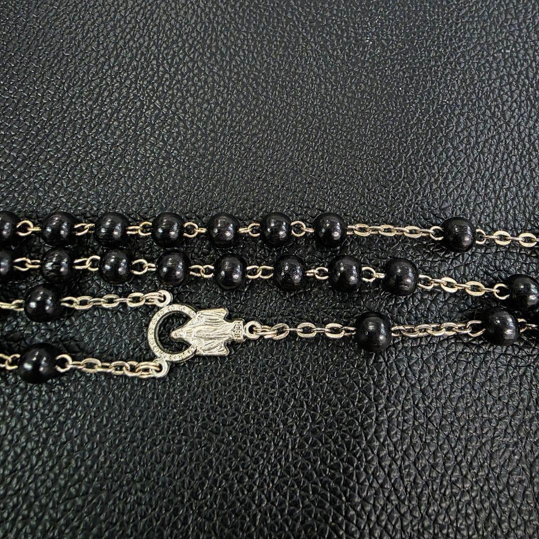 D&G ドルチェ＆ガッバーナ ロザリオ ネックレス ウッド ビーズ 黒 クロス