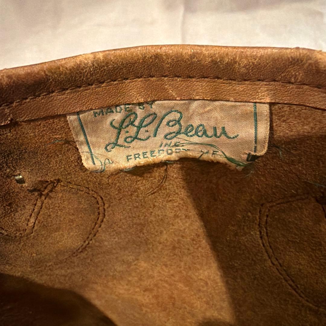 llbean レザートート　ビンテージ　筆記体タグ　60s
