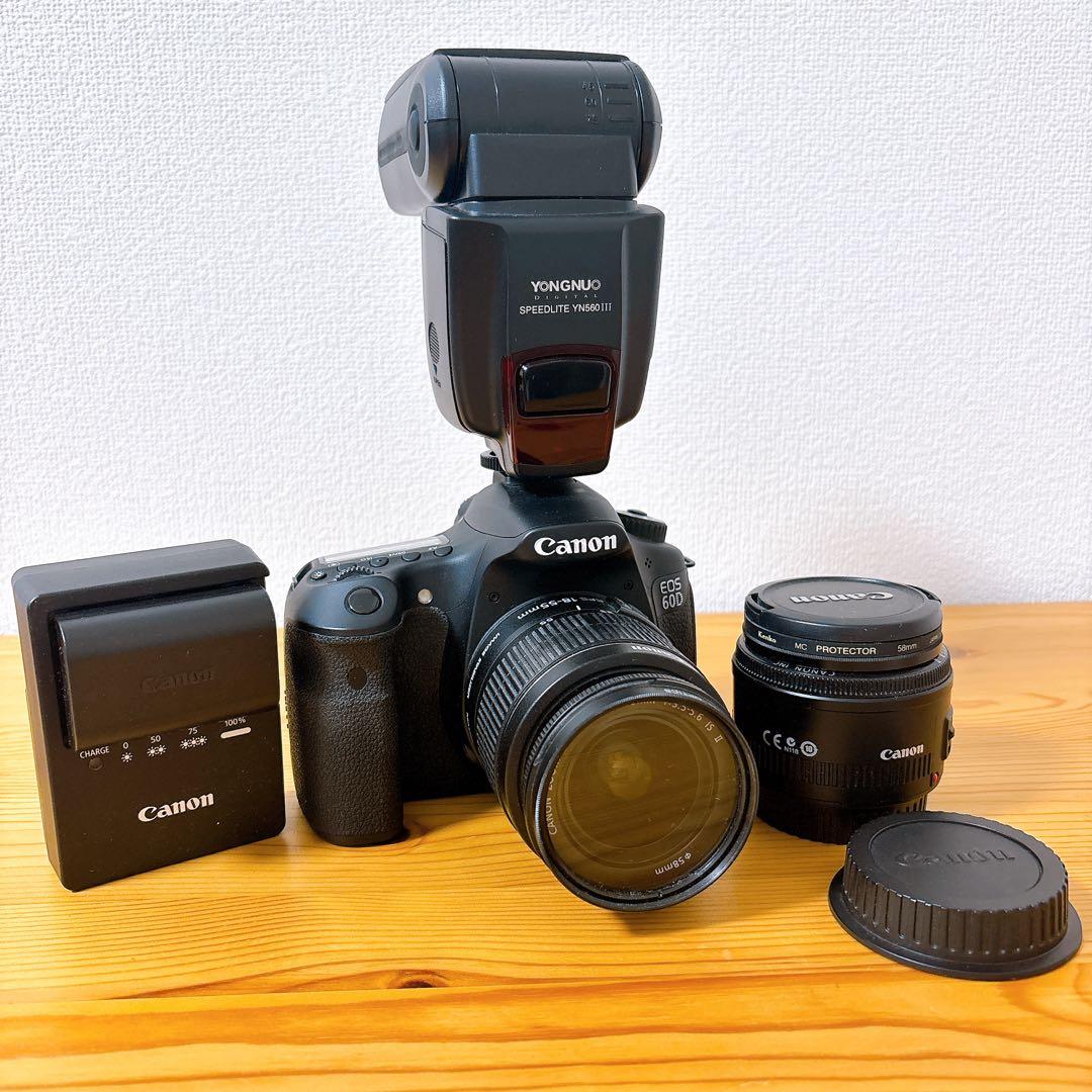 美品 Canon EOS 60D デジタル一眼レフセット ストロボ付き