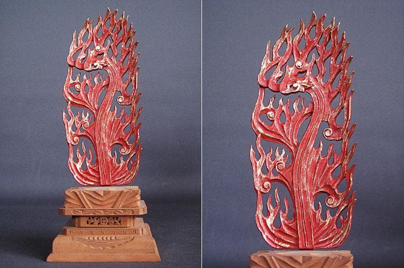 金泥淡彩色!!『木造 不動明王立像』総高25㎝ 像高13.6㎝