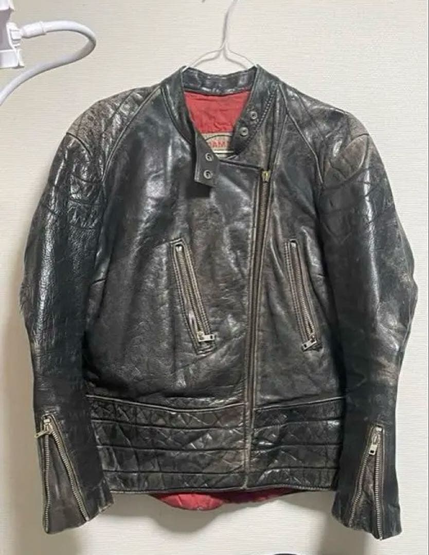 60s 70s レザージャケット ライダース　アメカジ　gusumジップ