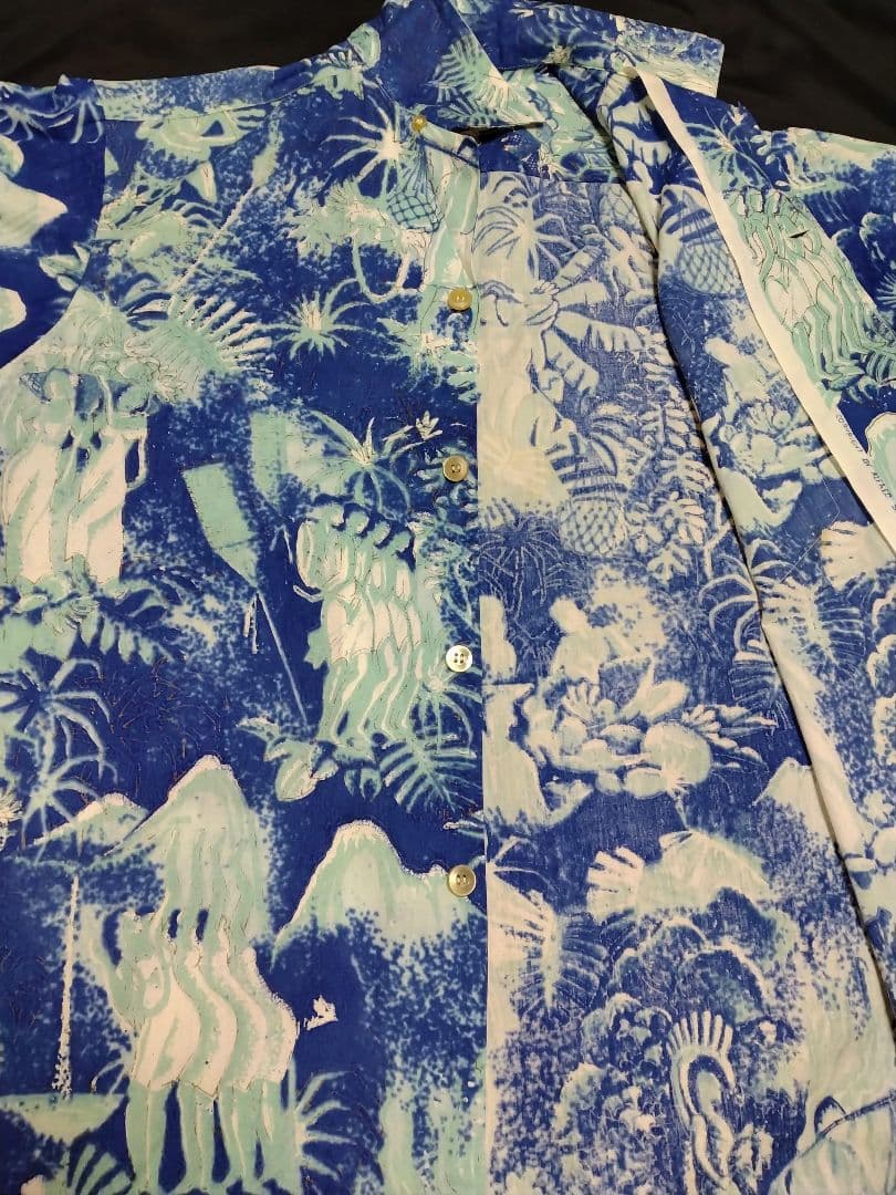 ビンテージアロハシャツ　50s〜60s alfred shaheen　メニュー柄