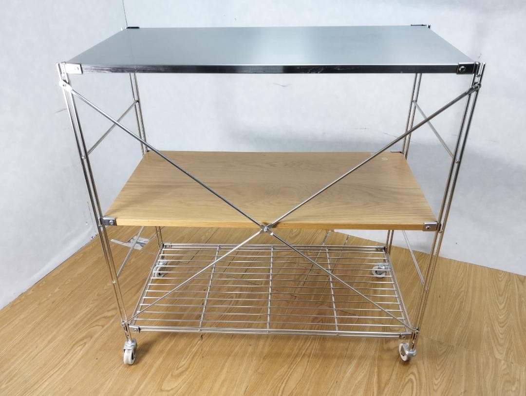 Y☆874 無印良品 ステンレスユニットシェルフ ワイド・小 ３段