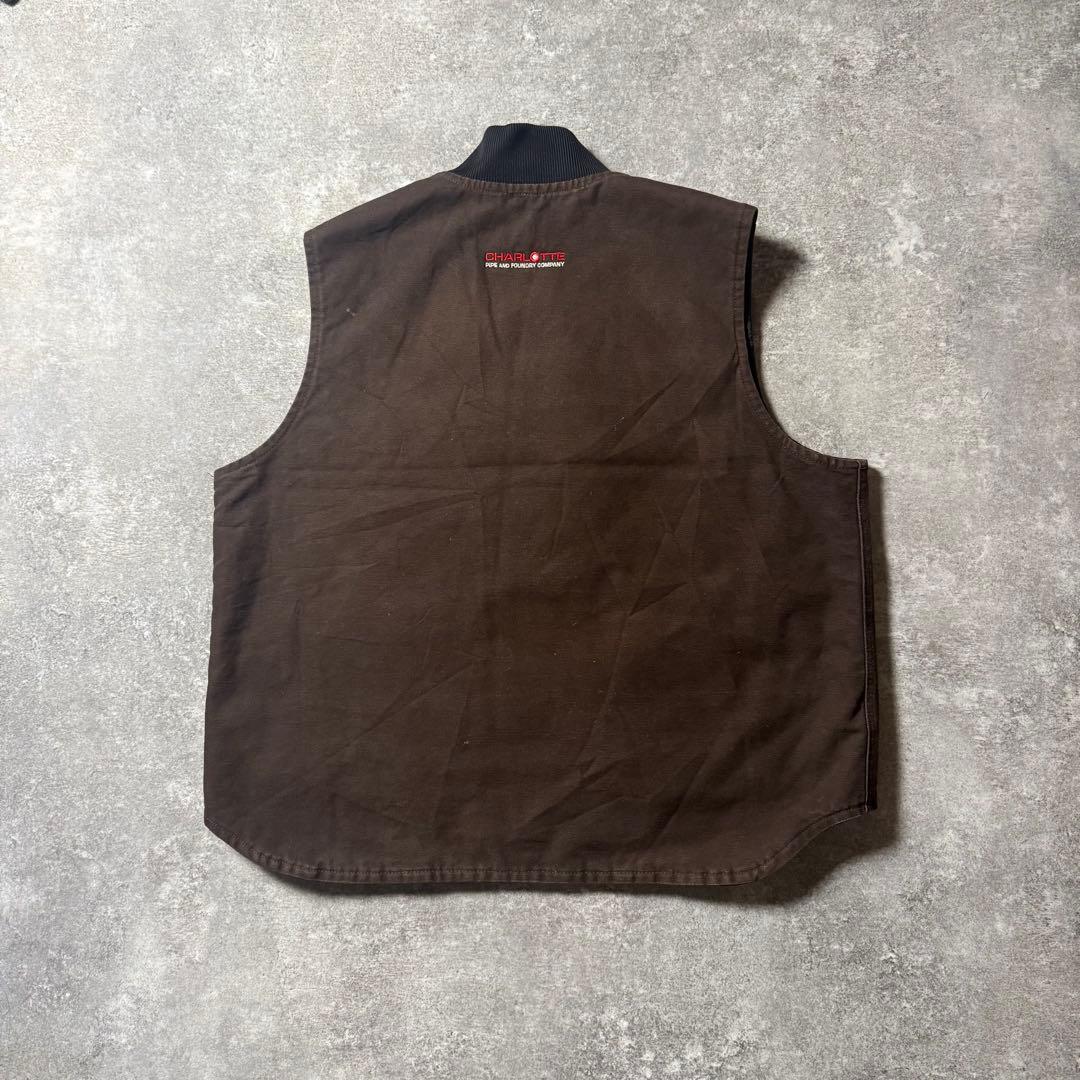 Carhartt カーハートダックベスト XL ブラウン 企業刺繍 フェード