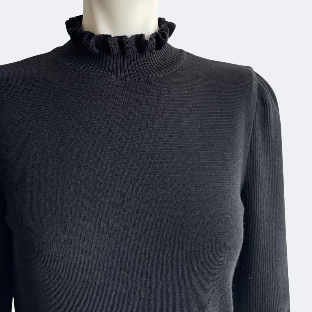 M’S GRACY＊フリルハイネックニット ブラック 上品 ウール