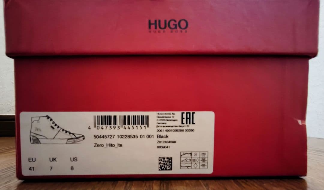 メ*ー様 HUGO BOSS　ヒューゴボス　ハイカット　レザースニーカー　EU4