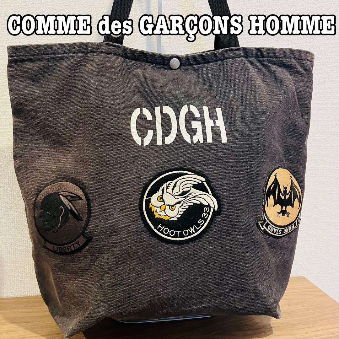 希少! コムデギャルソン・オム　キャンバストートバッグ　ワッペン　ロゴドン