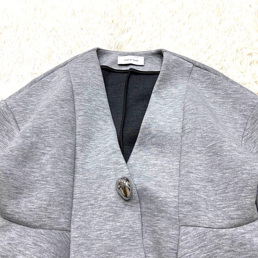 美品✨アダムエロペ＊エッグブローチ付きペプラムカーディガン 洗える 2025春夏