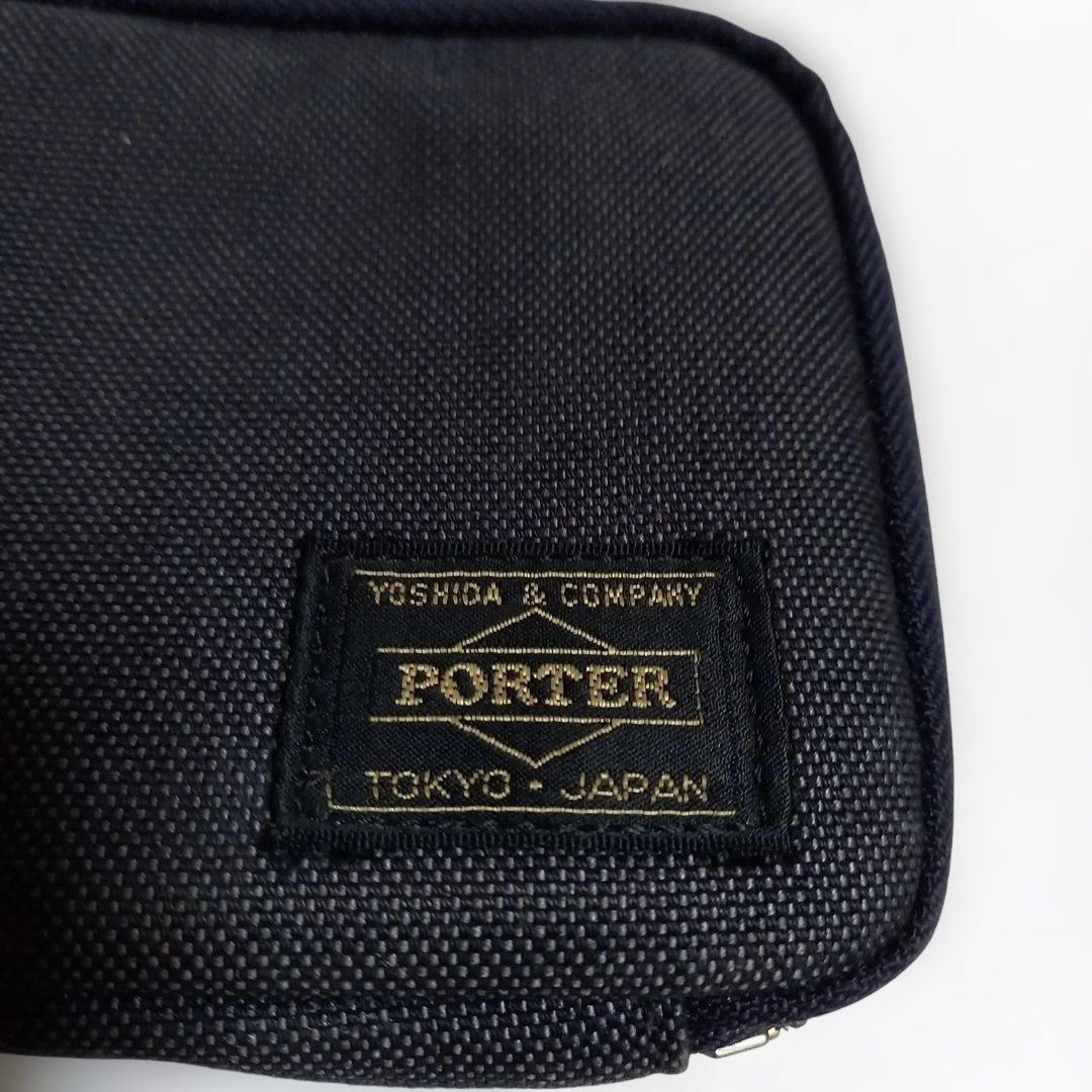 (美品) ポーター スモーキーシリーズ ロングウォレット ネイビー