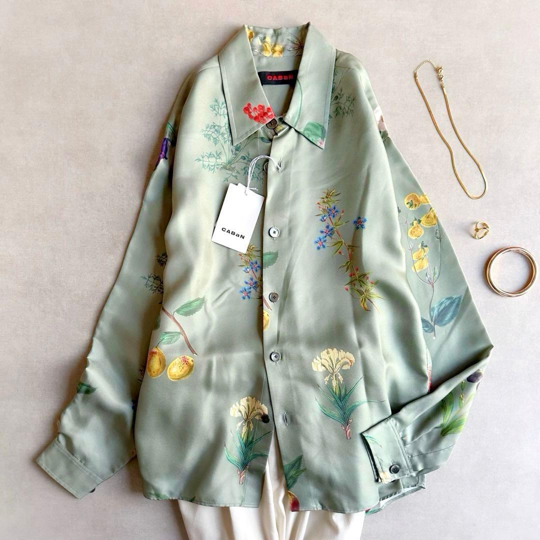 新品▲CABaNキャバン//BLOOMIN ART シルク100%ツイルシャツ