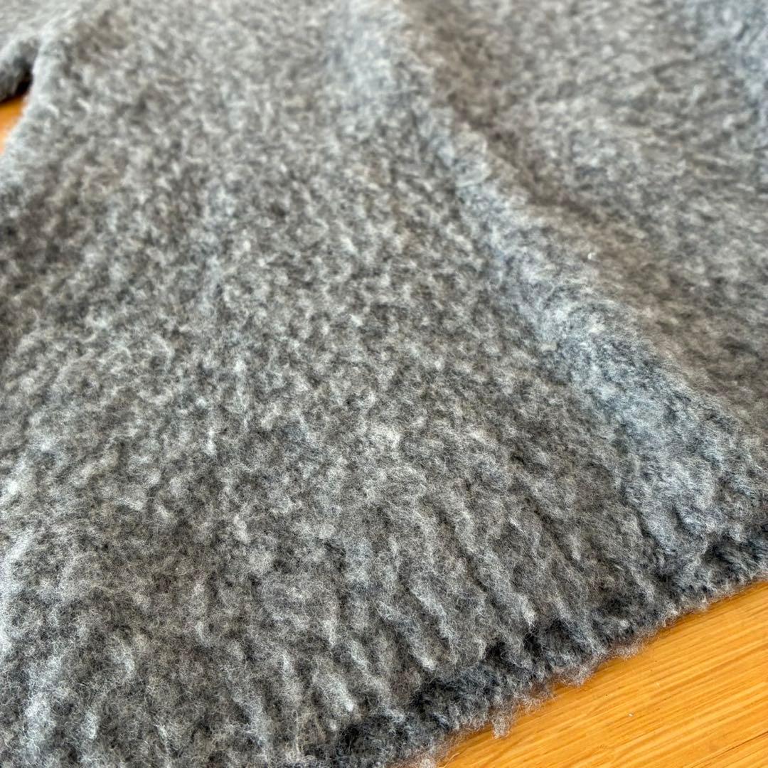 VlasBlommeオフショルダー七分袖グレーリネンウール混ニット