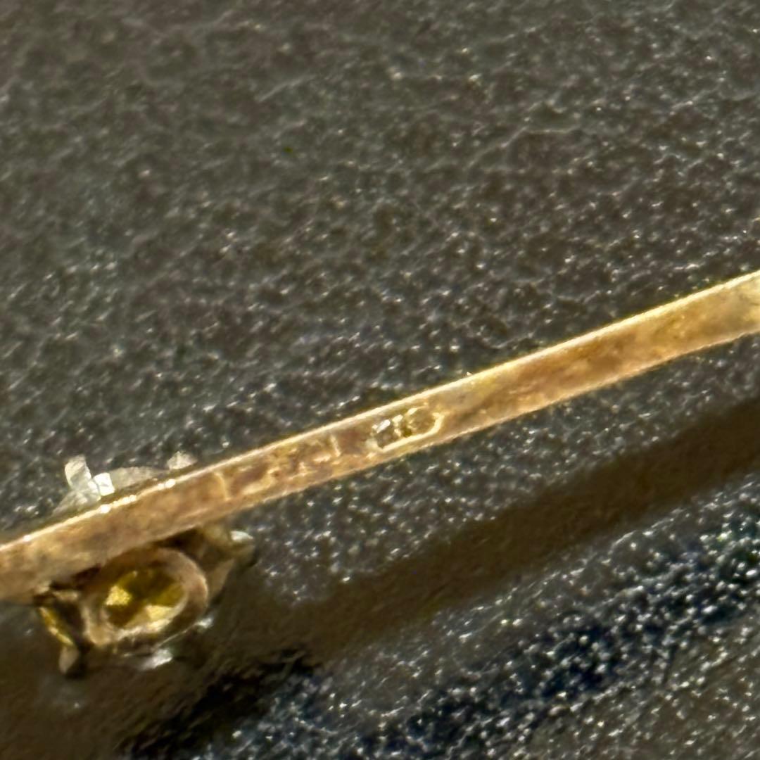 【最終】K18 750 ブローチ　メレダイヤ　シトリン