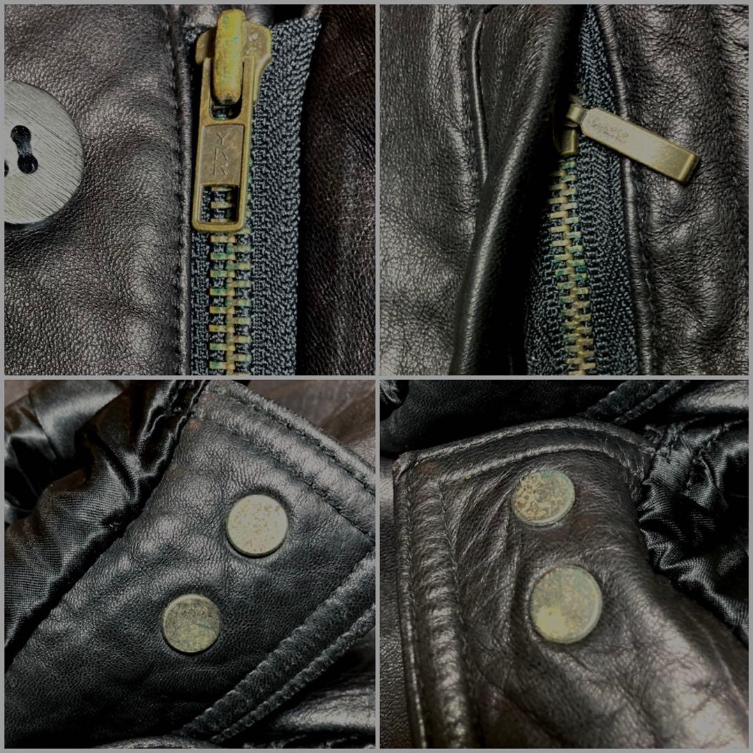 80s 羊本革 黒 レザージャンパー ボンバージャケット ユニセックス レア